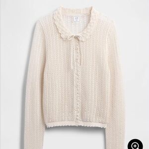 Gap x Doen Pointelle Long Sleeve Cardigan Top Cream